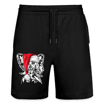 Père Noël chinois Chien à crête Signes de Noël - Short de jogging bio TRAINER Stanley/Stella unisexe - noir - Devant - Nik (191cm) & Marisol (170cm)