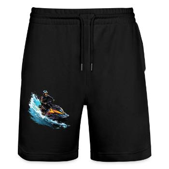 Jet-ski sur les vagues - Short de jogging bio TRAINER Stanley/Stella unisexe - noir - Devant - Nik (191cm) & Marisol (170cm)