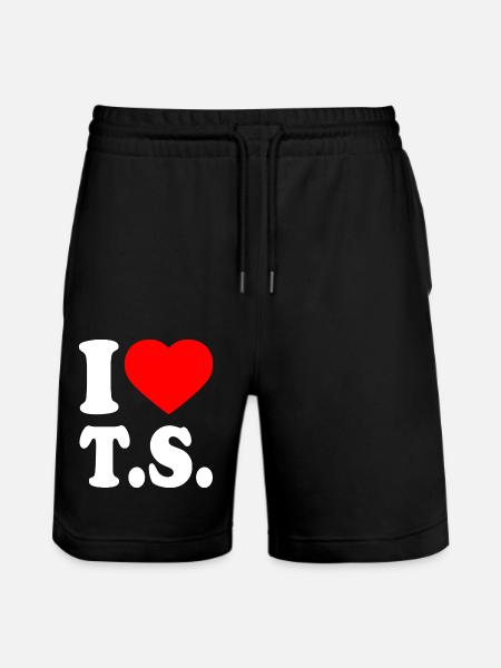 I love ts - Stanley/Stella Trainer Unisex Organic Jogging Shorts - black