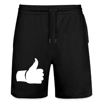 Daumen hoch – Like Hand Symbol - Stanley/Stella Unisex Bio Joggingshorts Trainer  - Schwarz - Vorne - Nik (191cm) & Marisol (170cm)