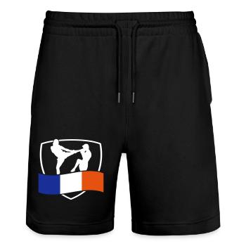 arts martiaux - Short de jogging bio TRAINER Stanley/Stella unisexe - noir - Devant - Nik (191cm) & Marisol (170cm)