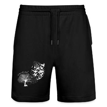 amoureux de la nature - résonance - blanc - Short de jogging bio TRAINER Stanley/Stella unisexe - noir - Devant - Nik (191cm) & Marisol (170cm)