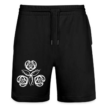 Heart Tribal Rose Knot Pattern - Stanley/Stella Trainer Unisex Organic Jogging Shorts - black - Front - Nik (191cm) & Marisol (170cm)