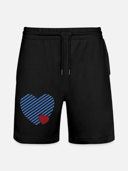 Doppel Herz - Design textile Geschenkidee - Stanley/Stella Unisex Bio Joggingshorts Trainer  - Schwarz
