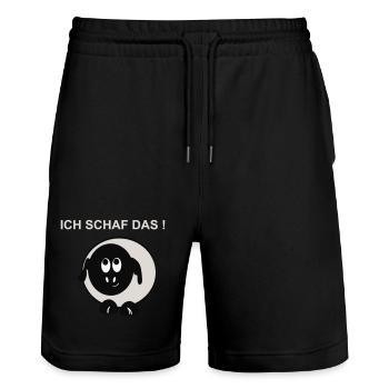 Ich schaff das Schaf Motiv - Stanley/Stella Unisex Bio Joggingshorts Trainer  - Schwarz - Vorne - Nik (191cm) & Marisol (170cm)