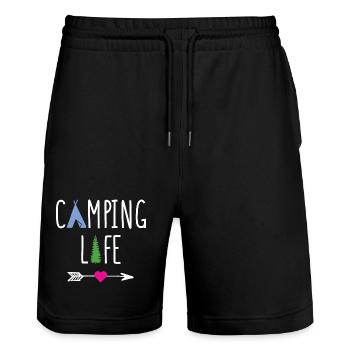 La vie en camping - Short de jogging bio TRAINER Stanley/Stella unisexe - noir - Devant - Nik (191cm) & Marisol (170cm)