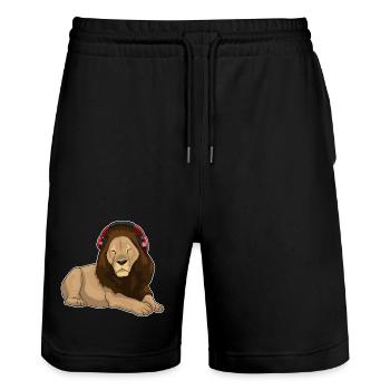 Leo Casque Musique - Short de jogging bio TRAINER Stanley/Stella unisexe - noir - Devant - Nik (191cm) & Marisol (170cm)