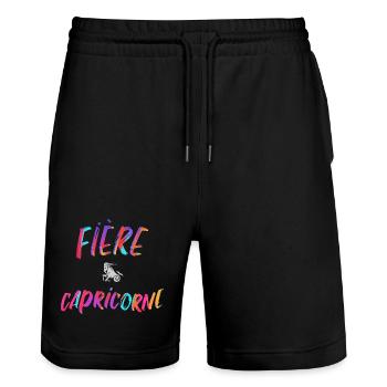 Fière capricorne cadeau capricorne signe zodiaque - Short de jogging bio TRAINER Stanley/Stella unisexe - noir - Devant - Nik (191cm) & Marisol (170cm)