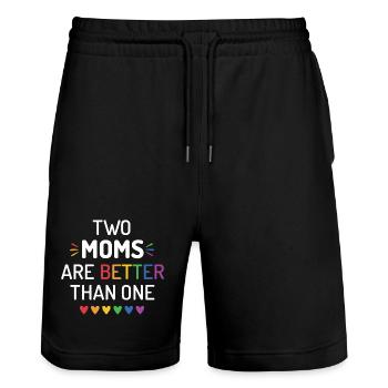 Deux mamans valent mieux qu’une - Mois de la fierté LGBT - Short de jogging bio TRAINER Stanley/Stella unisexe - noir - Devant - Nik (191cm) & Marisol (170cm)