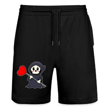 Grim Reaper Halloween Heart - Stanley/Stella Trainer Unisex Organic Jogging Shorts - black - Front - Nik (191cm) & Marisol (170cm)