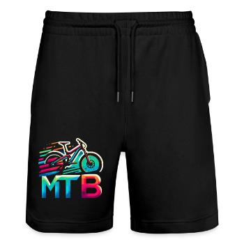 Vibrant MTB Bike Splash - Stanley/Stella Trainer Unisex Organic Jogging Shorts - black - Front - Nik (191cm) & Marisol (170cm)