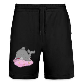 Dolphin Clouds - Stanley/Stella Trainer Unisex Organic Jogging Shorts - black - Front - Nik (191cm) & Marisol (170cm)