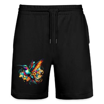 Hummingbird - Stanley/Stella Trainer Unisex Organic Jogging Shorts - black - Front - Nik (191cm) & Marisol (170cm)