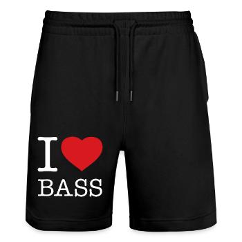 J’ADORE LES BASSES - Short de jogging bio TRAINER Stanley/Stella unisexe - noir - Devant - Nik (191cm) & Marisol (170cm)