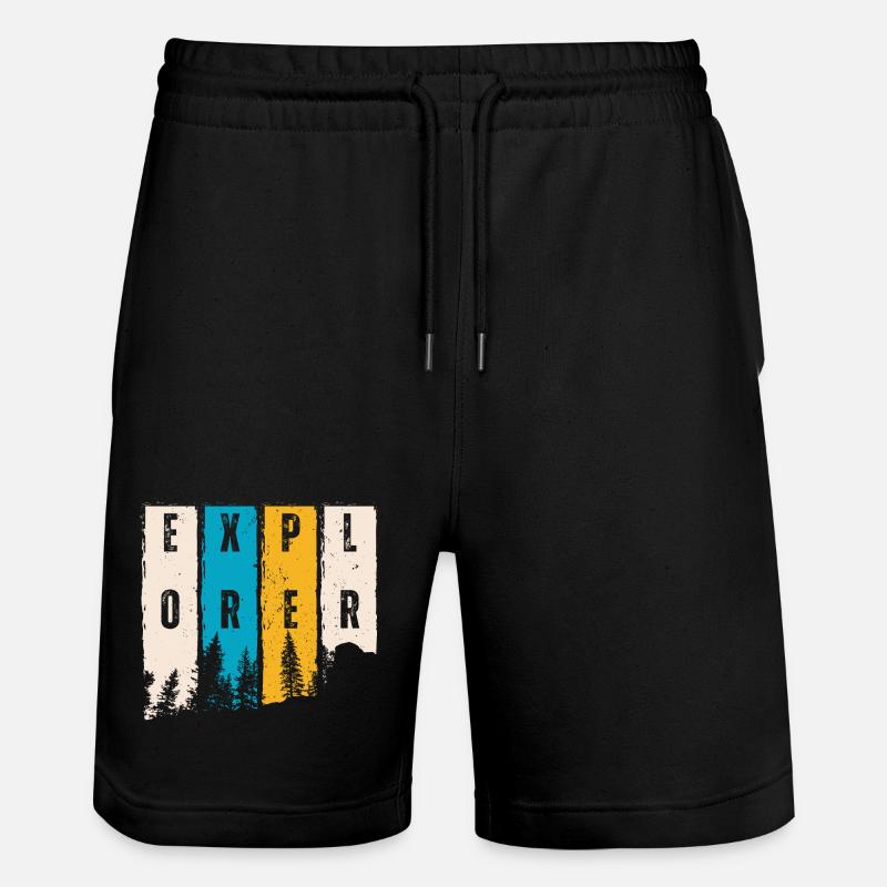 Entdecker Wald Bäume Silhouette - Stanley/Stella Unisex Bio Joggingshorts Trainer  - Schwarz
