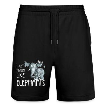 J’aime vraiment les éléphants I Elefant Wildtiere - Short de jogging bio TRAINER Stanley/Stella unisexe - noir - Devant - Nik (191cm) & Marisol (170cm)