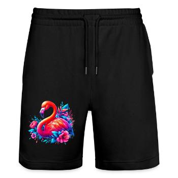 Flamingo - Stanley/Stella Unisex Bio Joggingshorts Trainer  - Schwarz - Vorne - Nik (191cm) & Marisol (170cm)