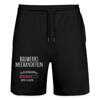 Bauwerksmechanikerin Ausbildung Beruf Geschenk - Stanley/Stella Unisex Bio Joggingshorts Trainer  - Schwarz - Vorne - Nik (191cm) & Marisol (170cm)