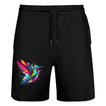 Hummingbird - Stanley/Stella Trainer Unisex Organic Jogging Shorts - black - Front - Nik (191cm) & Marisol (170cm)