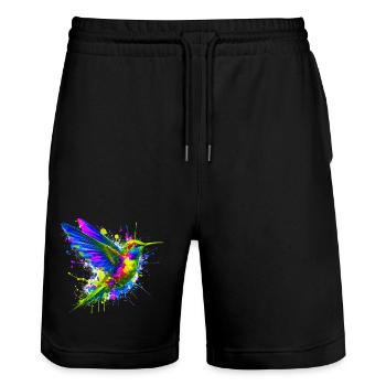 Kolibri - Stanley/Stella Unisex Bio Joggingshorts Trainer  - Schwarz - Vorne - Nik (191cm) & Marisol (170cm)
