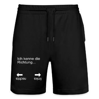Richtungs-Pfeil Rechts Links Schwäche - Stanley/Stella Unisex Bio Joggingshorts Trainer  - Schwarz - Vorne - Nik (191cm) & Marisol (170cm)
