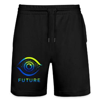 Futuristischer Kreis Technologie Design - Stanley/Stella Unisex Bio Joggingshorts Trainer  - Schwarz - Vorne - Nik (191cm) & Marisol (170cm)