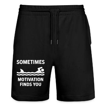 T-shirt inspirant de citation de natation - Short de jogging bio TRAINER Stanley/Stella unisexe - noir - Devant - Nik (191cm) & Marisol (170cm)