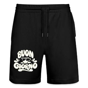 Buongiorno Cappuccino Italy Holidays - Stanley/Stella Trainer Unisex Organic Jogging Shorts - black - Front - Nik (191cm) & Marisol (170cm)