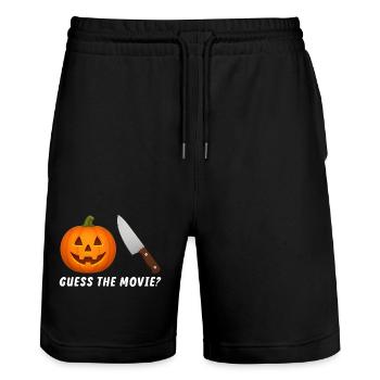 Pumpkin Jack-O-Lantern with Knife - Stanley/Stella Trainer Unisex Organic Jogging Shorts - black - Front - Nik (191cm) & Marisol (170cm)