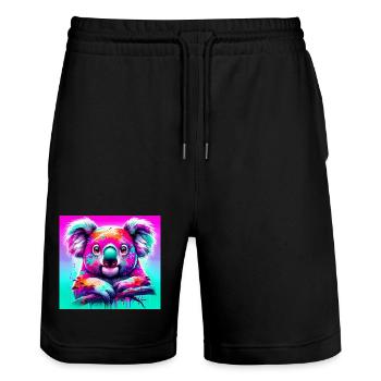 Koala - Short de jogging bio TRAINER Stanley/Stella unisexe - noir - Devant - Nik (191cm) & Marisol (170cm)