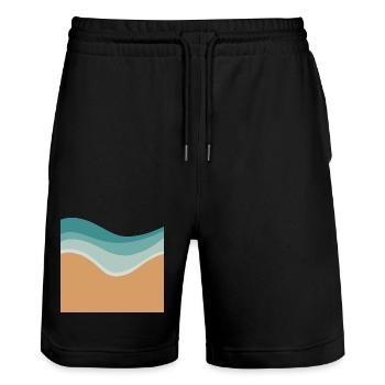 Minimaler Strand - Stanley/Stella Unisex Bio Joggingshorts Trainer  - Schwarz - Vorne - Nik (191cm) & Marisol (170cm)