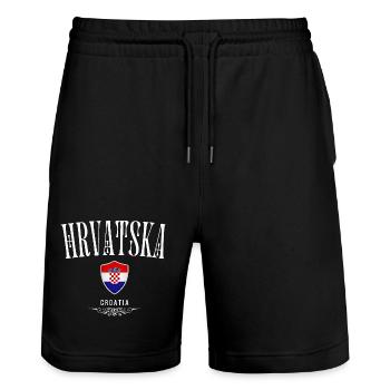 Fierté croate, drapeau croate - Short de jogging bio TRAINER Stanley/Stella unisexe - noir - Devant - Nik (191cm) & Marisol (170cm)