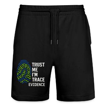 Forensic Chemist Crime Lab Toxicology - Stanley/Stella Trainer Unisex Organic Jogging Shorts - black - Front - Nik (191cm) & Marisol (170cm)
