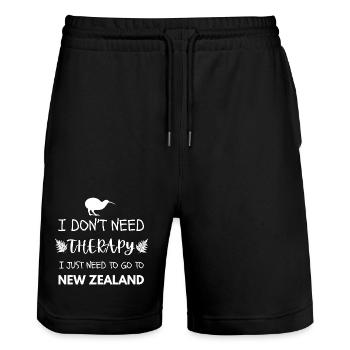 Go To New Zealand I Don't Need Therapy - Stanley/Stella Trainer Unisex Organic Jogging Shorts - black - Front - Nik (191cm) & Marisol (170cm)