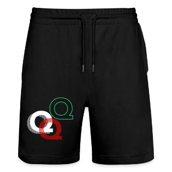 Buchstabe Q Geschenk - Stanley/Stella Unisex Bio Joggingshorts Trainer  - Schwarz - Vorne - Nik (191cm) & Marisol (170cm)