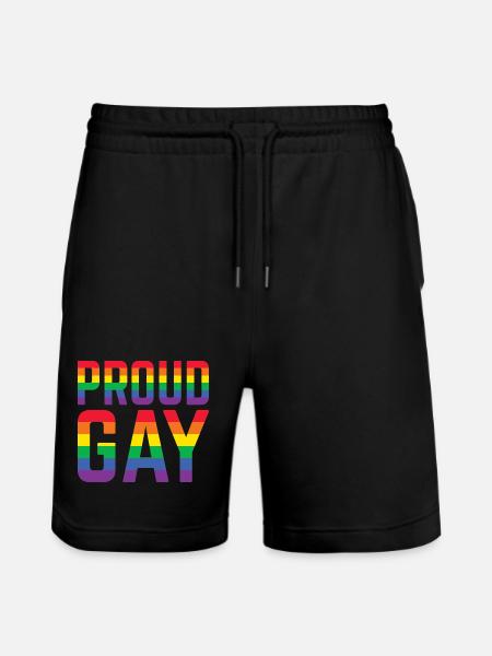 Proud Gay Rainbow Lettering - Stanley/Stella Trainer Unisex Organic Jogging Shorts - black