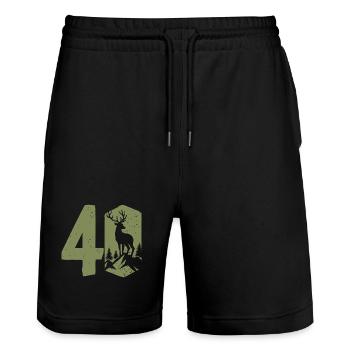 Jäger 40. Geburtstag Jagd 40 Jahre Zahl Hirsch - Stanley/Stella Unisex Bio Joggingshorts Trainer  - Schwarz - Vorne - Nik (191cm) & Marisol (170cm)