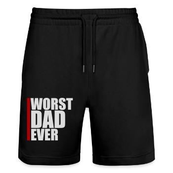 Worst Dad Ever Lustig Sarkastisch Vatertag Papa - Stanley/Stella Unisex Bio Joggingshorts Trainer  - Schwarz - Vorne - Nik (191cm) & Marisol (170cm)
