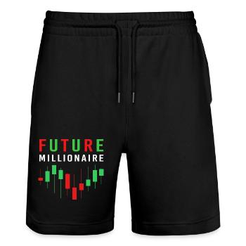 Trading Finanzen Aktien Geld Bitcoin Kapital - Stanley/Stella Unisex Bio Joggingshorts Trainer  - Schwarz - Vorne - Nik (191cm) & Marisol (170cm)