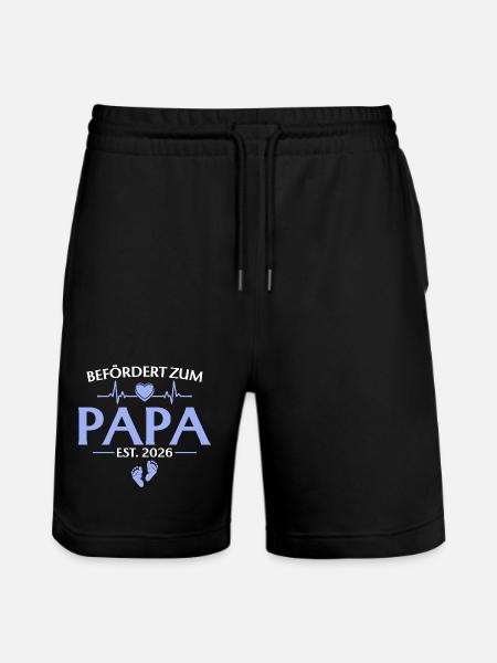 Befördert zum Papa 2026 Babyparty - Stanley/Stella Unisex Bio Joggingshorts Trainer  - Schwarz