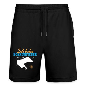 Nordsee Urlaub ICH HABE BORKUM FIEBER Lustiges - Stanley/Stella Unisex Bio Joggingshorts Trainer  - Schwarz - Vorne - Nik (191cm) & Marisol (170cm)