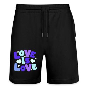 L’amour est amour Cœurs pastel - Short de jogging bio TRAINER Stanley/Stella unisexe - noir - Devant - Nik (191cm) & Marisol (170cm)