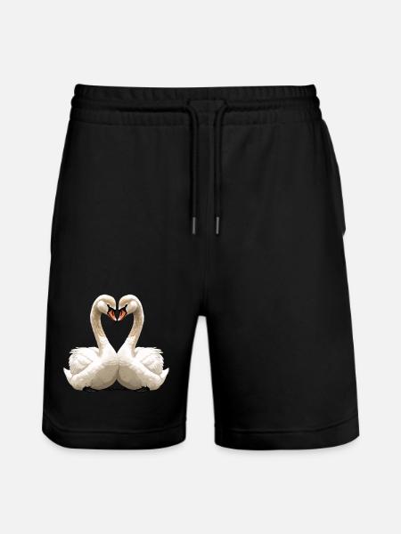 Swan Heart Silhouette - Stanley/Stella Trainer Unisex Organic Jogging Shorts - black