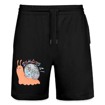 Snailing It! – Bunte Schnecke mit Disco-Kugel - Stanley/Stella Unisex Bio Joggingshorts Trainer  - Schwarz - Vorne - Nik (191cm) & Marisol (170cm)