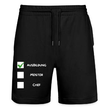 AZUBI (Meister) Checkliste - Stanley/Stella Unisex Bio Joggingshorts Trainer  - Schwarz - Vorne - Nik (191cm) & Marisol (170cm)