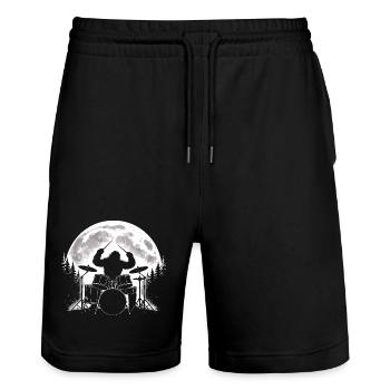 Bigfoot Drummer Moon - Stanley/Stella Trainer Unisex Organic Jogging Shorts - black - Front - Nik (191cm) & Marisol (170cm)