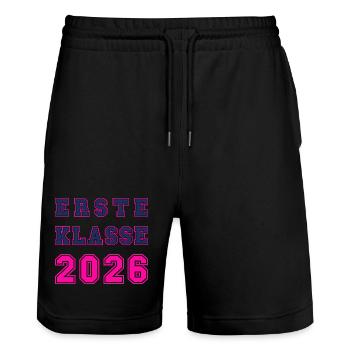 Erste Klasse 2026 – Einschulung Collegstyle pink - Stanley/Stella Unisex Bio Joggingshorts Trainer  - Schwarz - Vorne - Nik (191cm) & Marisol (170cm)