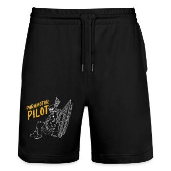 Gleitschirm Gleitsegelfliegen Paragliding - Stanley/Stella Unisex Bio Joggingshorts Trainer  - Schwarz - Vorne - Nik (191cm) & Marisol (170cm)