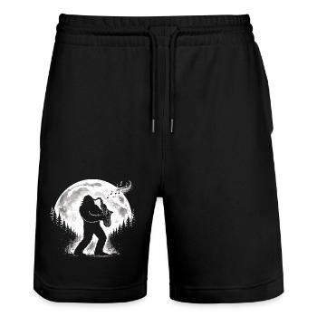Bigfoot Saxophonist - Stanley/Stella Unisex Bio Joggingshorts Trainer  - Schwarz - Vorne - Nik (191cm) & Marisol (170cm)
