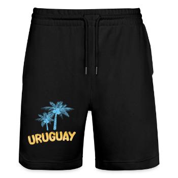 Palmiers Uruguay - Short de jogging bio TRAINER Stanley/Stella unisexe - noir - Devant - Nik (191cm) & Marisol (170cm)